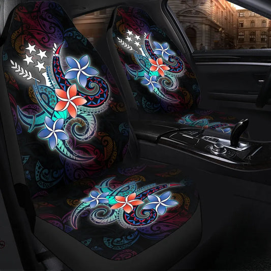 Kosrae State Car Seat Cover - Plumeria Flowers Style