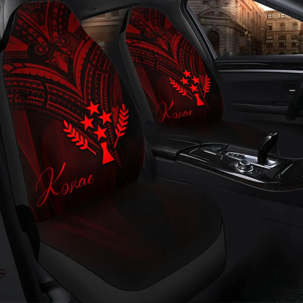 Kosrae State Car Seat Cover - Red Color Cross Style