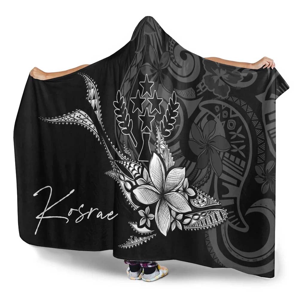 Kosrae State Hooded Blanket - Fish With Plumeria Flowers Style