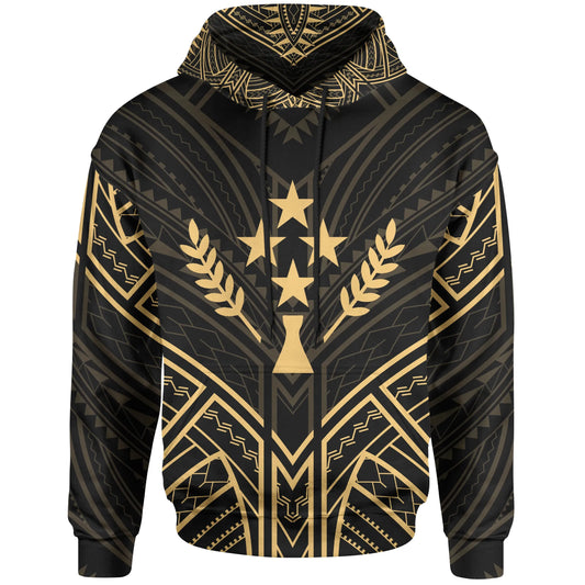 Kosrae State Hoodie - Kosrae State Seal Gold Tribal Patterns