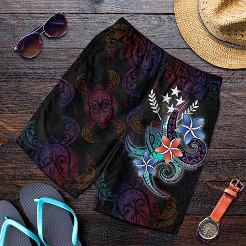 Kosrae State Men Shorts - Plumeria Flowers Style