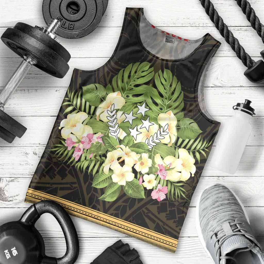 Kosrae State Men Tank Top - Polynesian Gold Patterns Collection