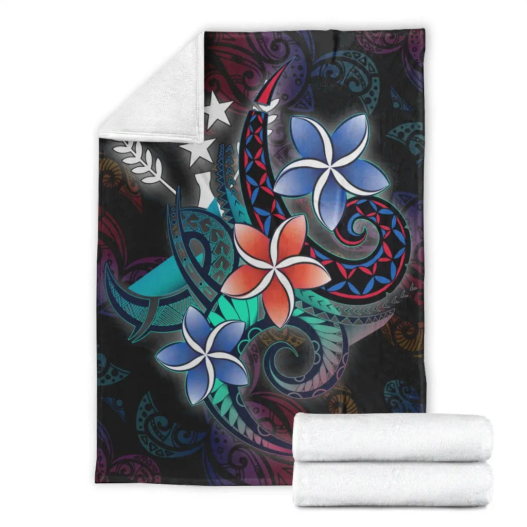 Kosrae State Premium Blanket - Plumeria Flowers Style