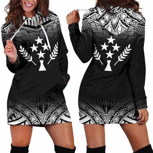 Kosrae Female Hoodie Dress - Black Fog Style