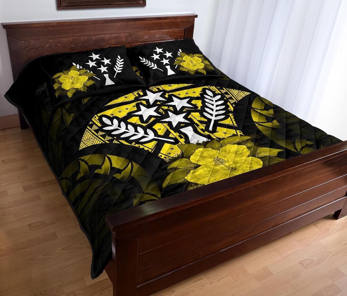 Kosrae Polynesian Quilt Bed Set Hibiscus Yellow