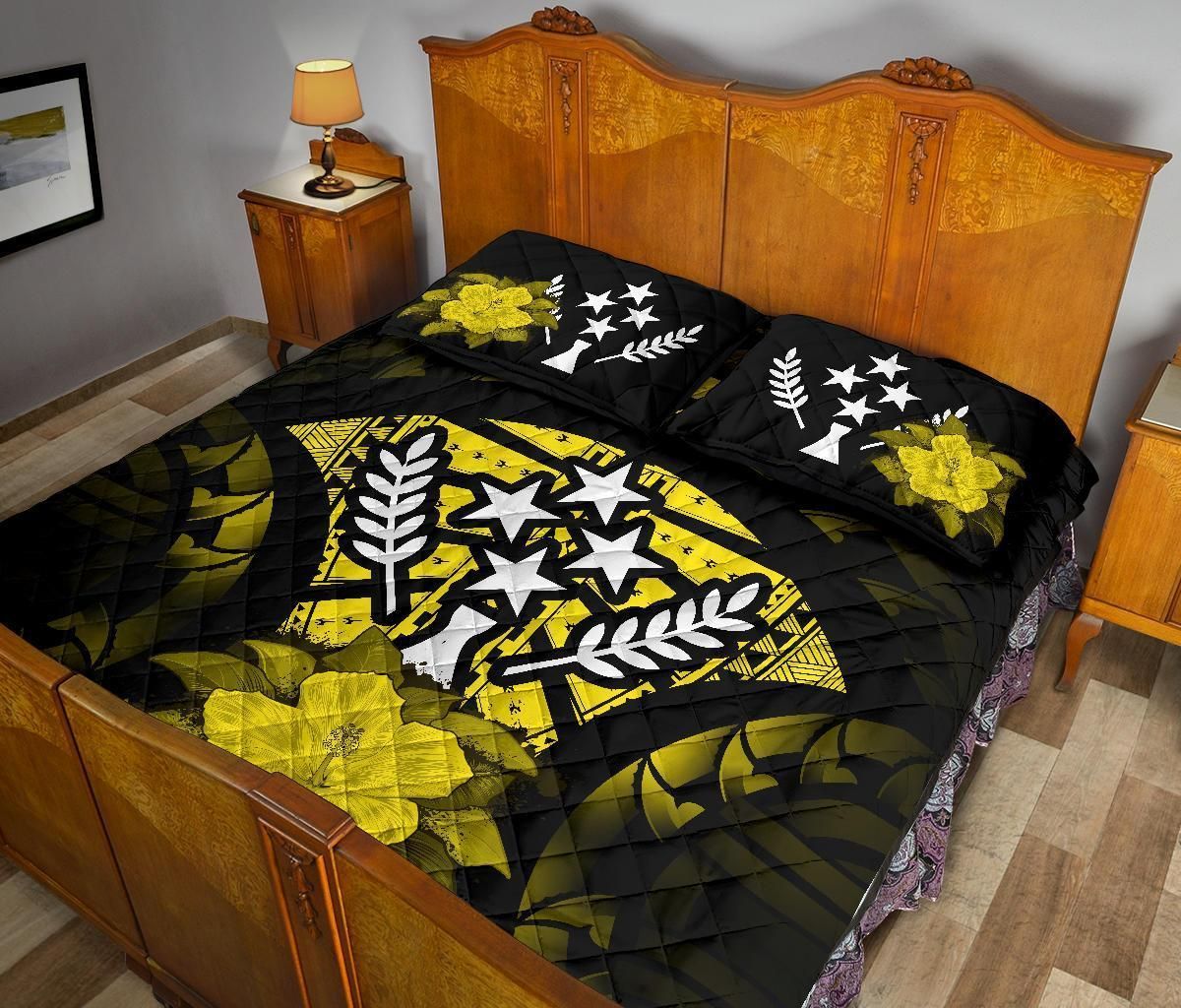 Kosrae Polynesian Quilt Bed Set Hibiscus Yellow
