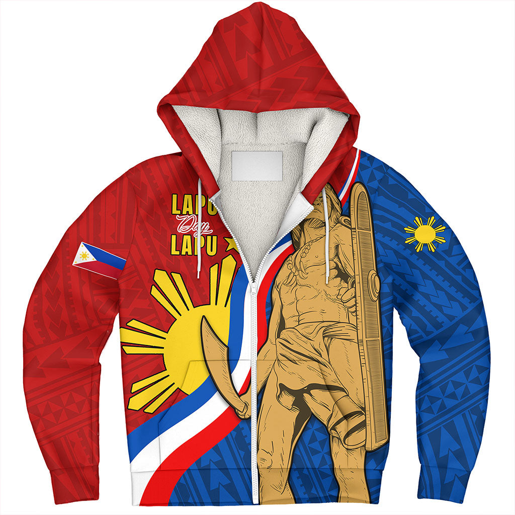 Philippines Filipinos Sherpa Hoodie Lapu-Lapu Hero With Polynesian Pattern
