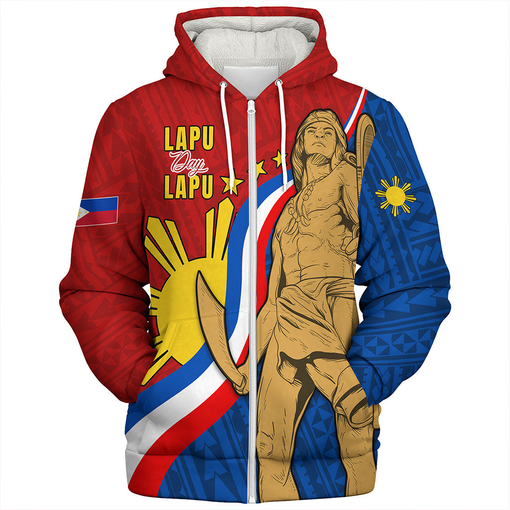 Philippines Filipinos Sherpa Hoodie Lapu-Lapu Hero With Polynesian Pattern