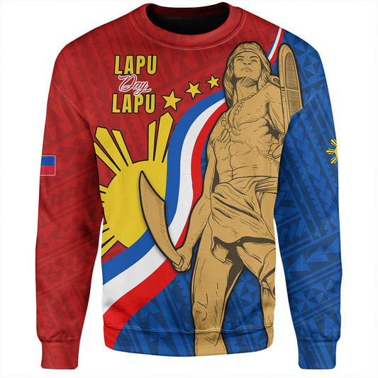 Philippines Filipinos Sweatshirt Lapu-Lapu Hero With Polynesian Pattern