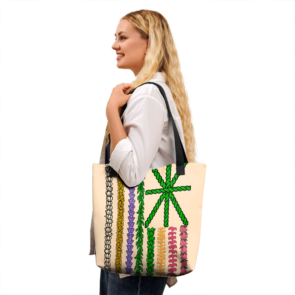 Hawaii Tote Bag Lei Flower Flag Design