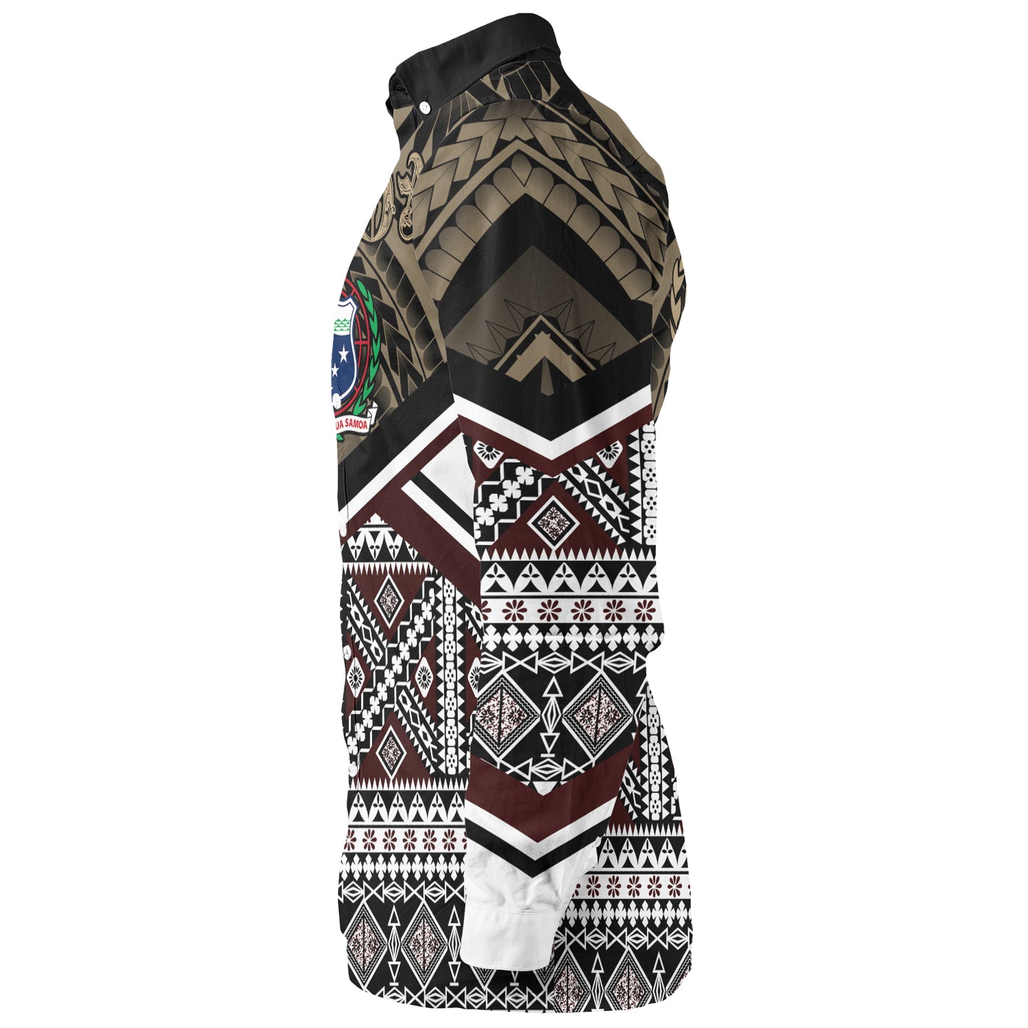 Samoa Long Sleeve Shirt - Samoa Masi Dobby Coat Of Arms Long Sleeve Shirt