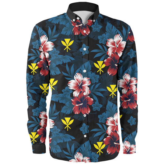 Hawaii Long Sleeve Shirt Kanaka Islands Pattern Floral
