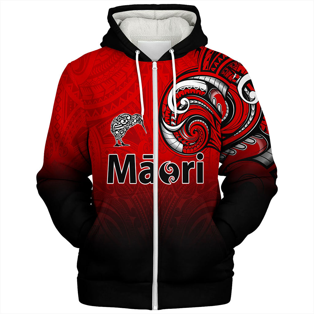 New Zealand Sherpa Hoodie Maori Kiwi Bird Tribal Style