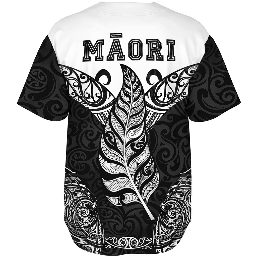 New Zealand Baseball Shirt Maori Silver Fern Tattoo Tribal