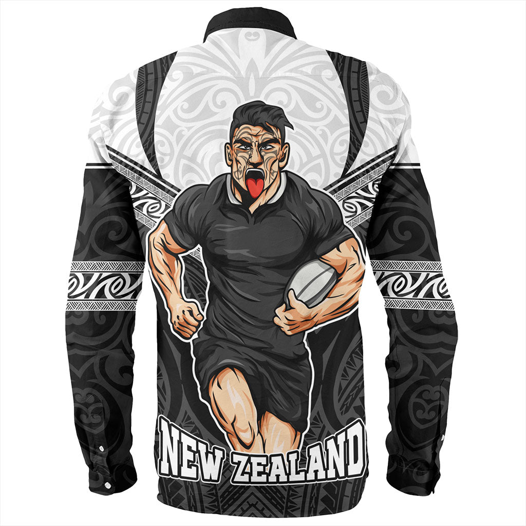 New Zealand Long Sleeve Shirt Rugby Maori Tribal Sport Style