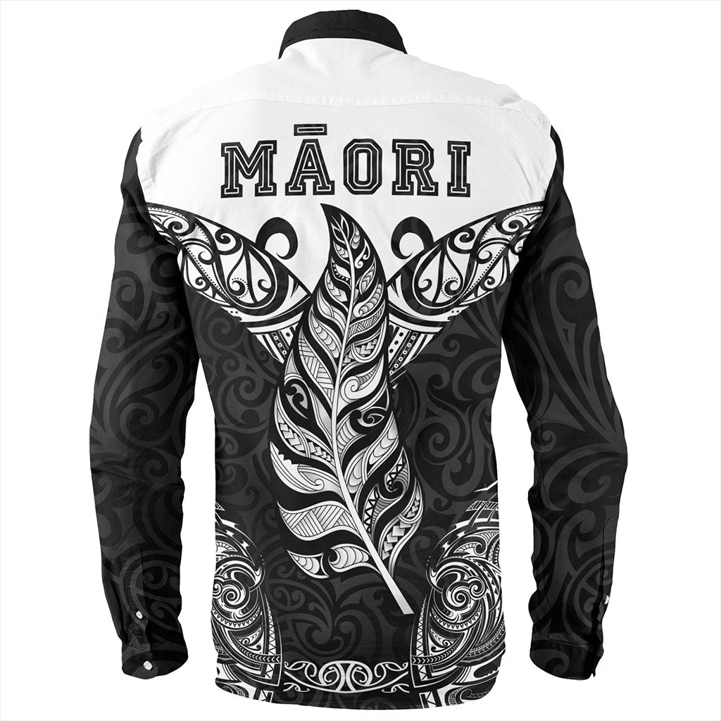 New Zealand Long Sleeve Shirt Maori Silver Fern Tattoo Tribal
