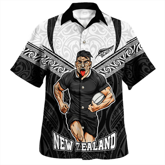 New Zealand Hawaiian Shirt Rugby Maori Tribal Sport Style