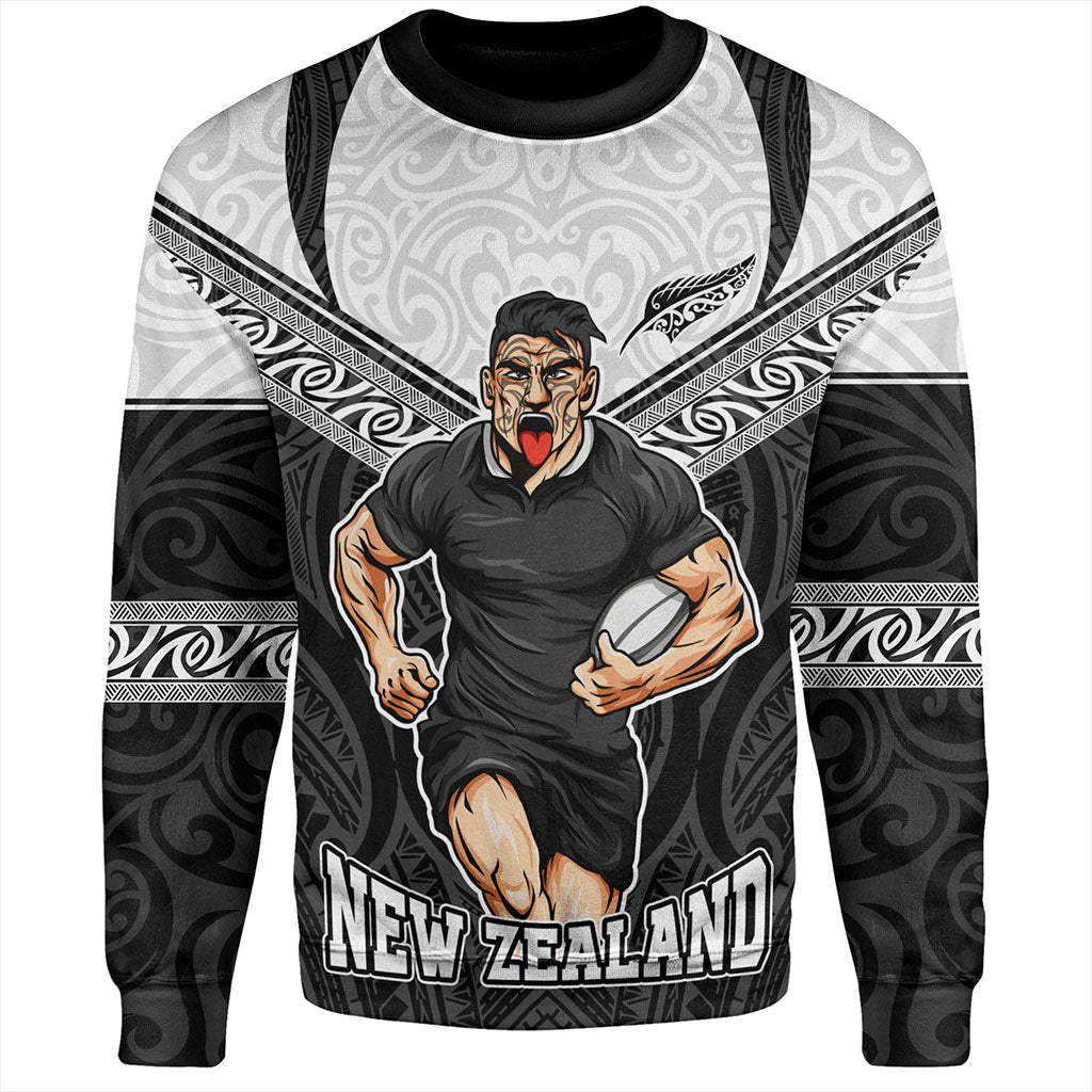 New Zealand Sweatshirt Rugby Maori Tribal Sport Style