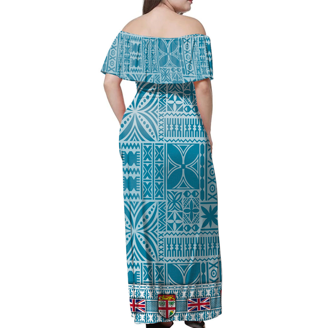 Fiji Off Shoulder Long Dress Classic Flag Bula