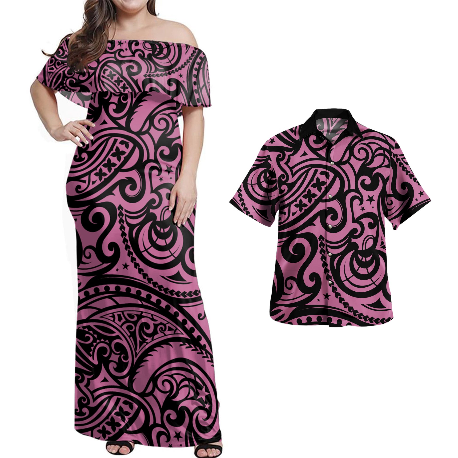 Polynesia Combo Dress And Shirt Maori Pattern Ver.2