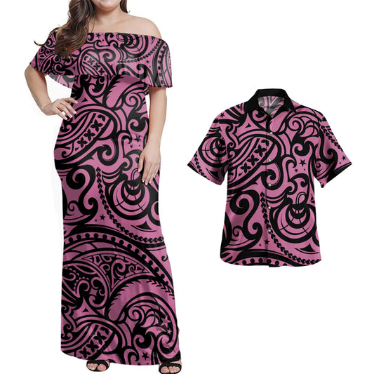 Polynesia Combo Dress And Shirt Maori Pattern Ver.2