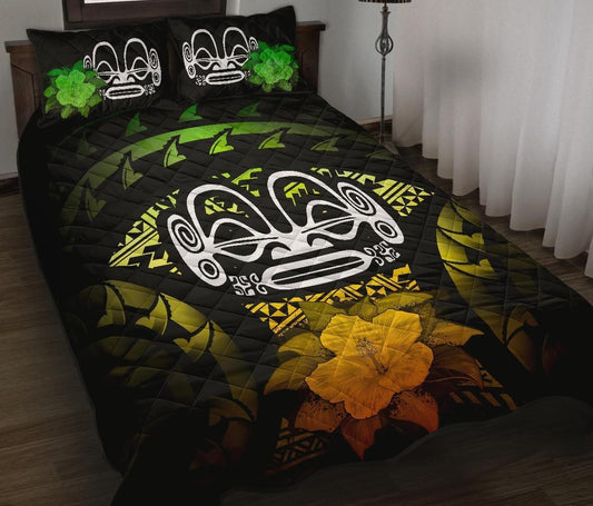 Marquesas Islands Polynesian Quilt Bed Set Hibiscus Reggae