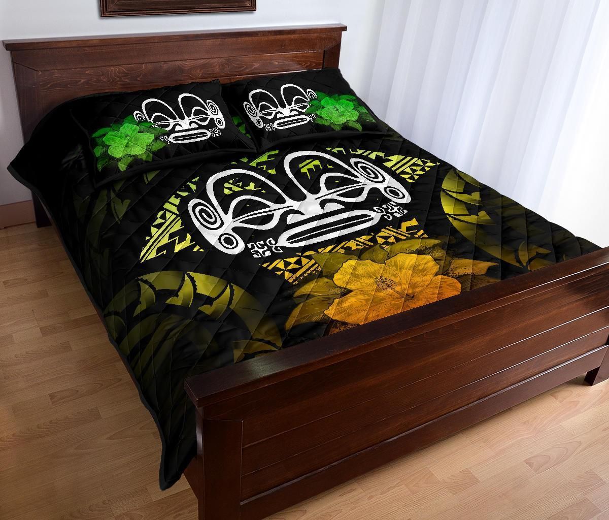 Marquesas Islands Polynesian Quilt Bed Set Hibiscus Reggae