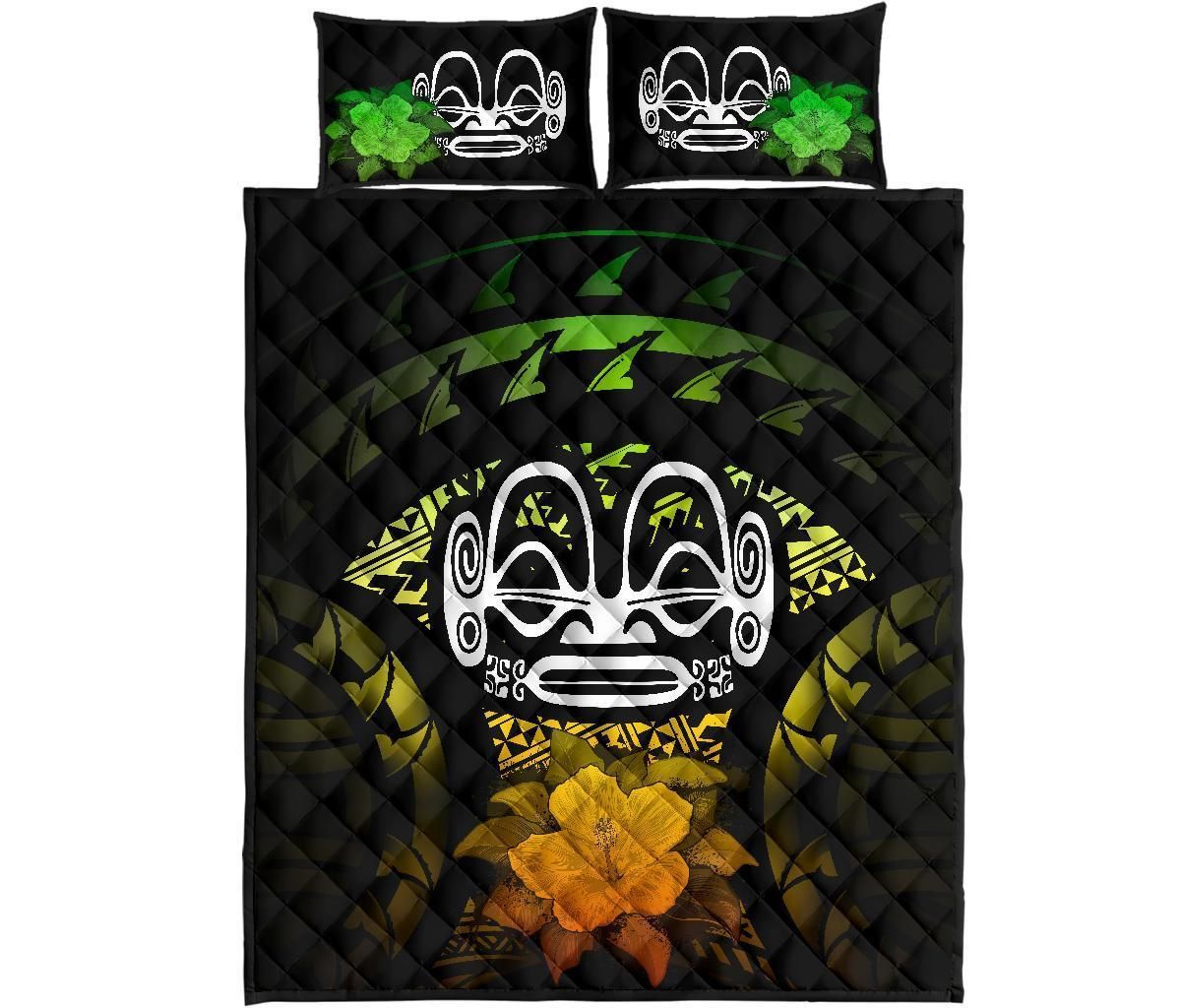 Marquesas Islands Polynesian Quilt Bed Set Hibiscus Reggae