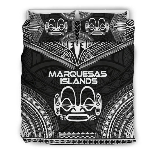 Marquesas Islands Polynesian Chief Duvet Cover Set - Black Version