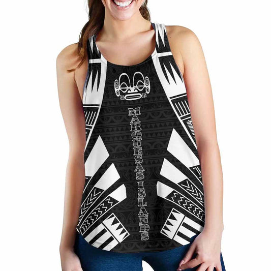 Marquesas Islands Women Racerback Tank - Polynesian Tattoo Black