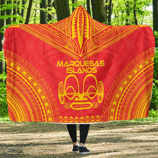Marquesas Islands Flag Polynesian Chief Hooded Blanket