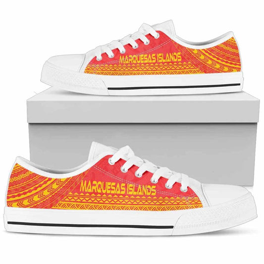 Marquesas Islands Low Top Shoes - Polynesian Flag Chief Version