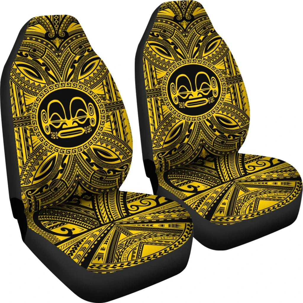 Marquesas Islands Car Seat Cover - Marquesas Islands Coat Of Arms Polynesian Gold Black