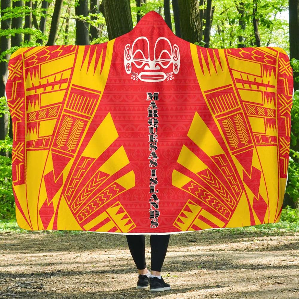 Marquesas Islands Hooded Blanket - Polynesian Tattoo Flag