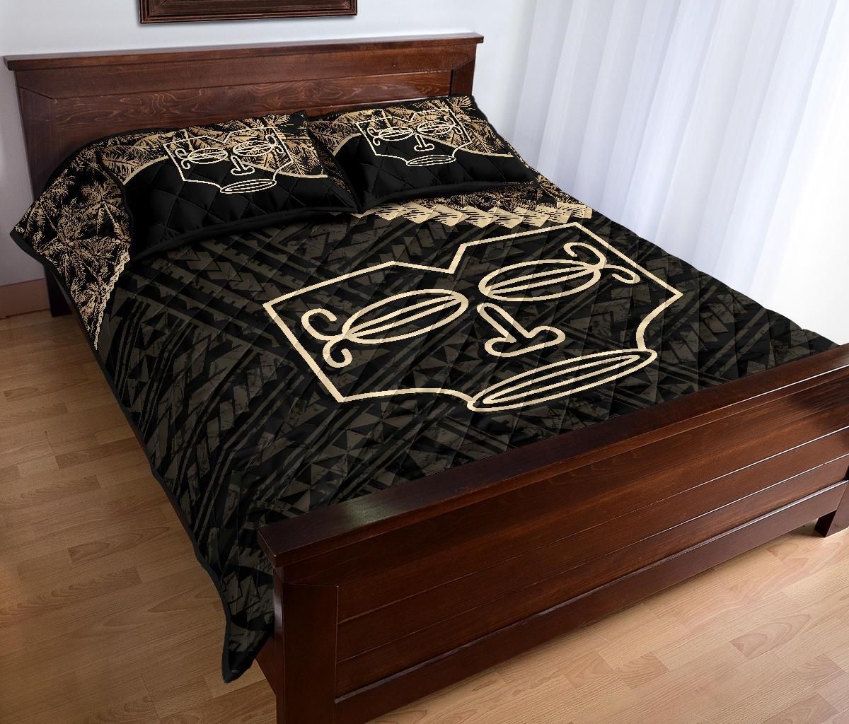 Marquesas Islands Polynesian Quilt Bed Set Golden Coconut