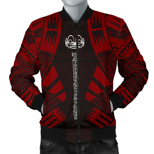 Marquesas Islands Bomber Jackets - Polynesian Tattoo Red