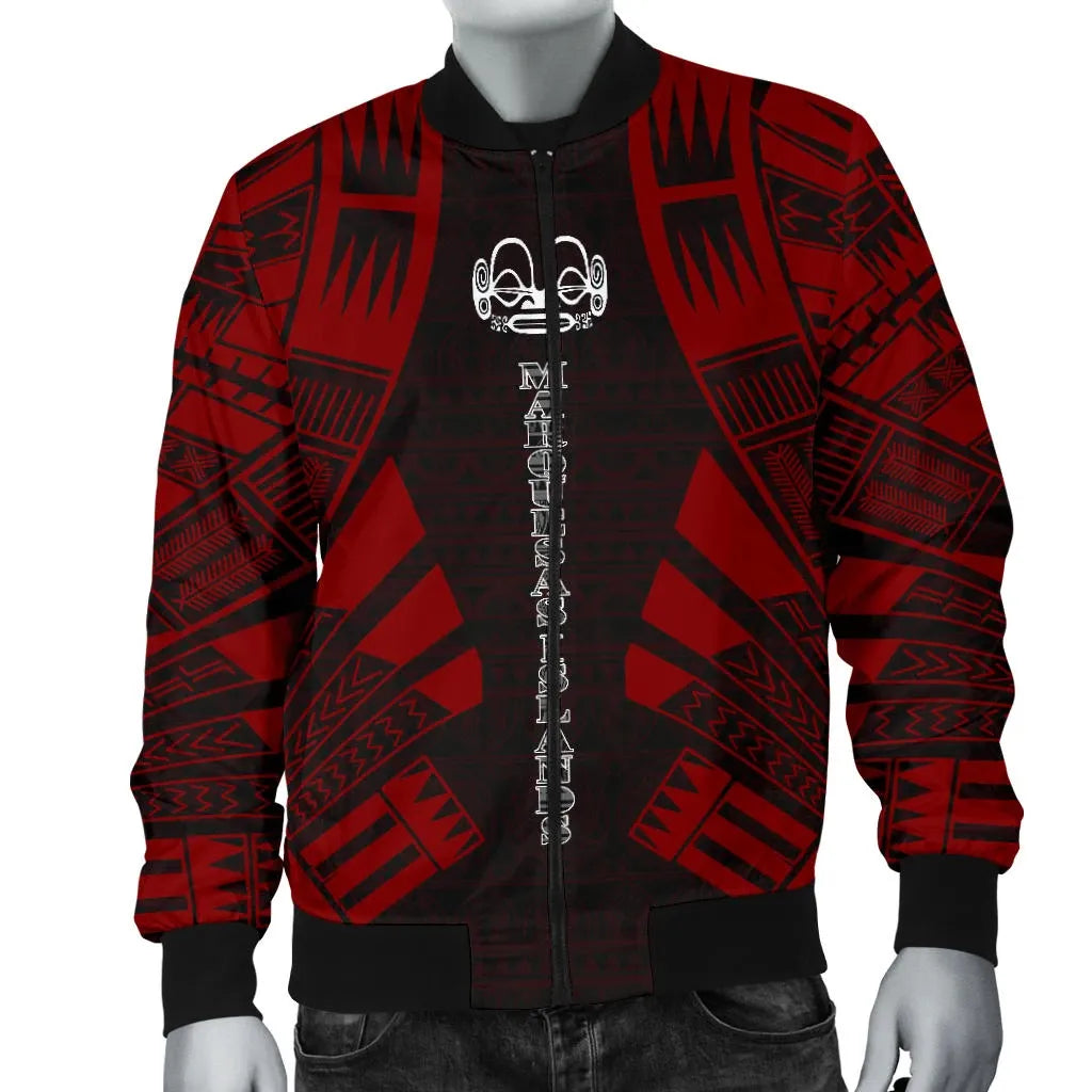 Marquesas Islands Bomber Jackets - Polynesian Tattoo Red