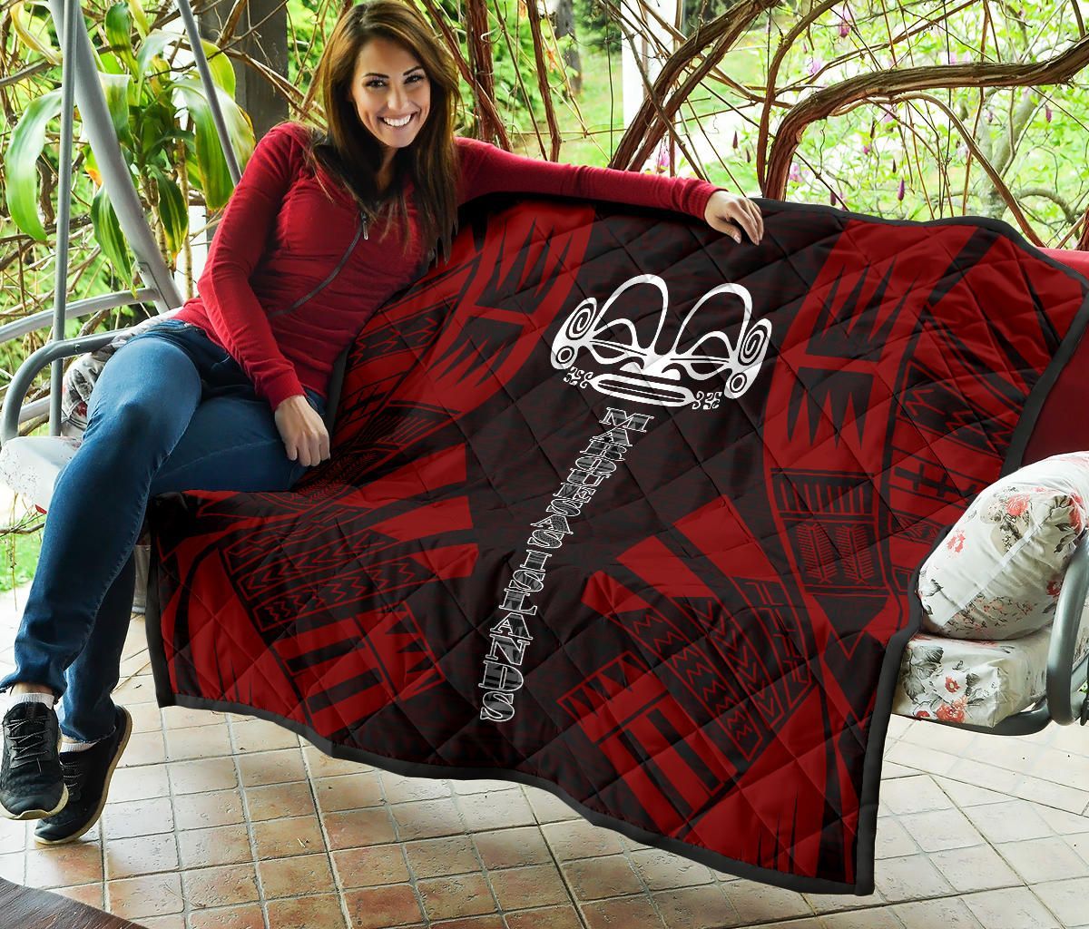 Marquesas Islands Premium Quilt - Marquesas Islands Tiki Face Polynesian Red Tattoo