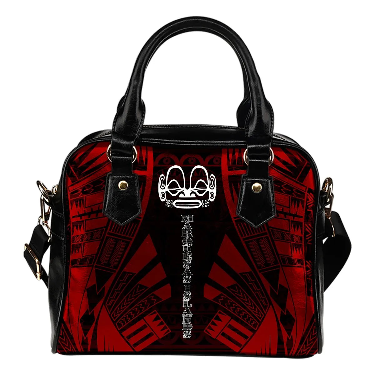 Marquesas Islands Shoulder Handbag - Polynesian Tattoo Red