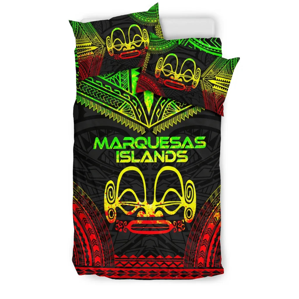 Marquesas Islands Polynesian Chief Duvet Cover Set - Reggae Version