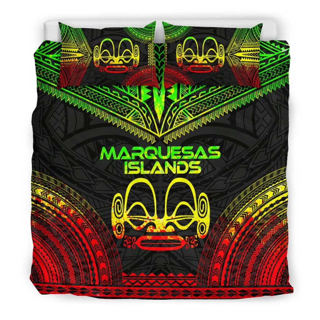 Marquesas Islands Polynesian Chief Duvet Cover Set - Reggae Version