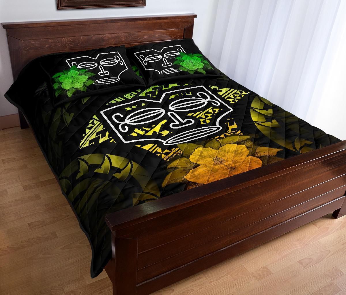 Marquesas Islands Polynesian Quilt Bed Set Hibiscus Reggae