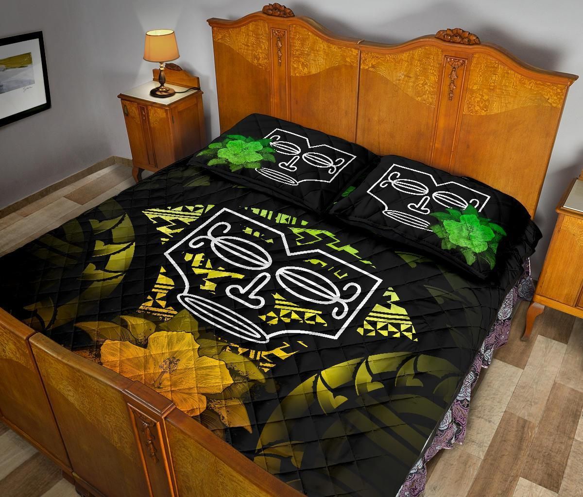 Marquesas Islands Polynesian Quilt Bed Set Hibiscus Reggae