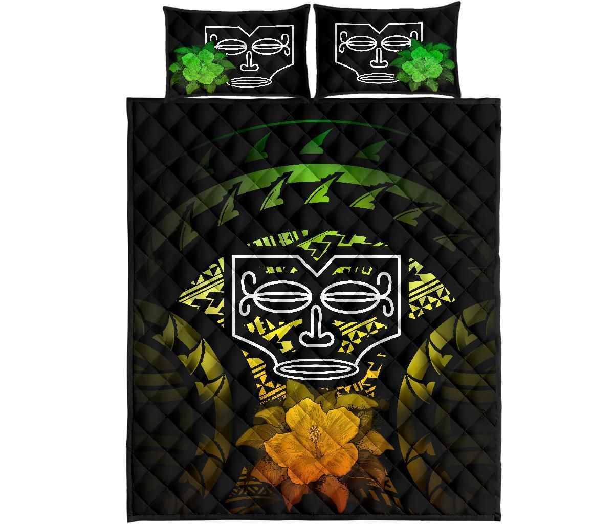 Marquesas Islands Polynesian Quilt Bed Set Hibiscus Reggae