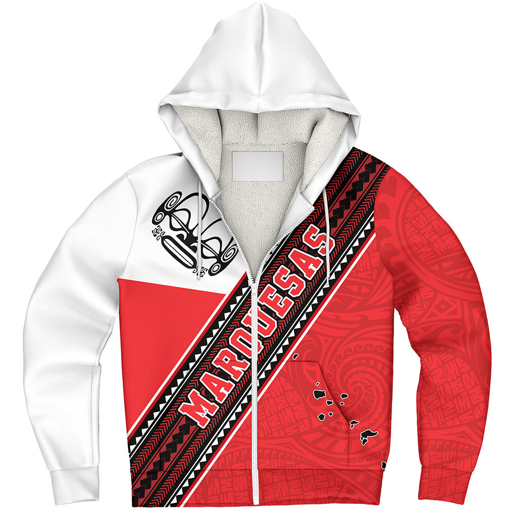Marquesas Islands Sherpa Hoodie Flag And Coat Of Arms