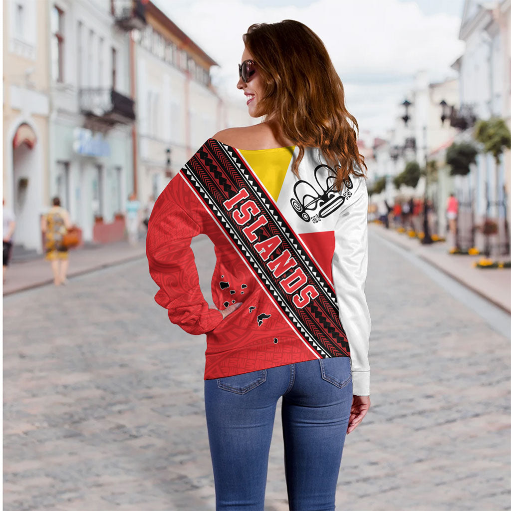 Marquesas Islands Off Shoulder Sweatshirt Flag And Coat Of Arms