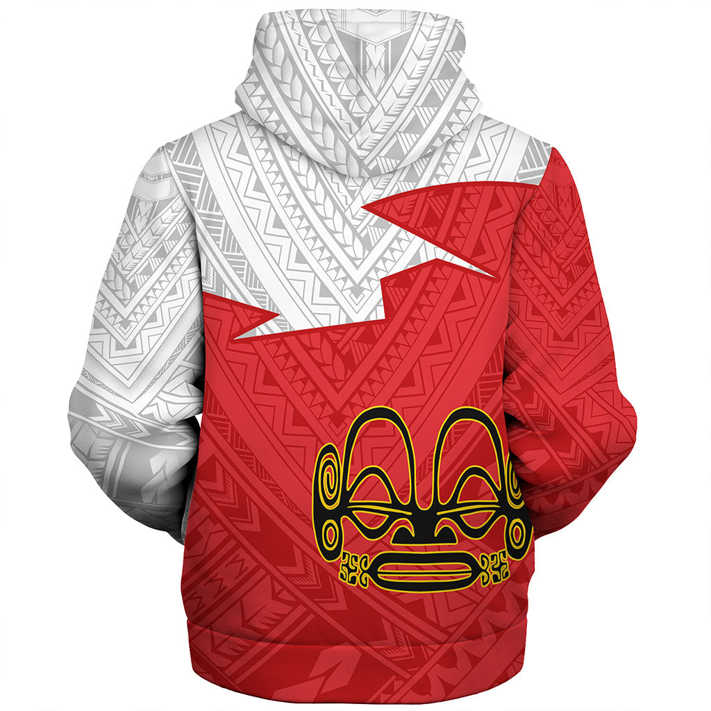 Marquesas Islands Sherpa Hoodie Polynesian Tattoo Flag And Coat Of Arms