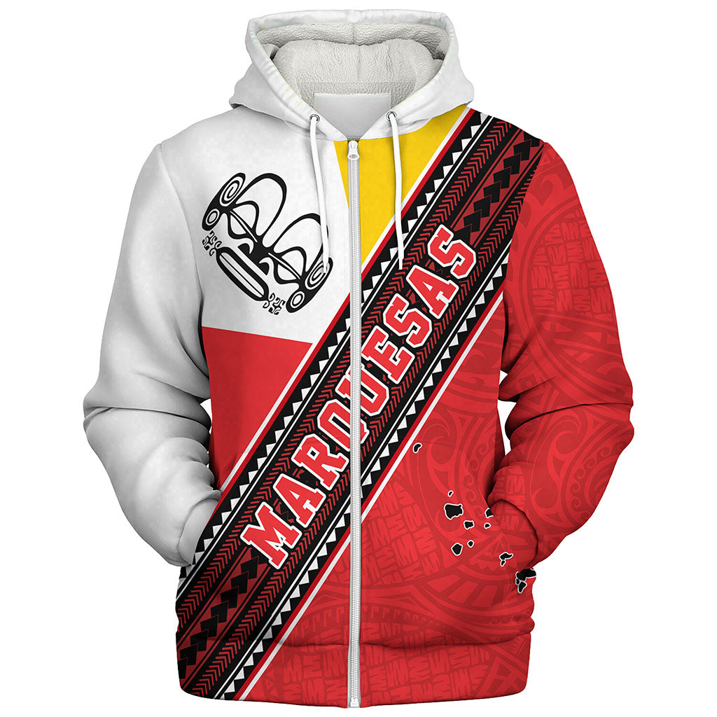 Marquesas Islands Sherpa Hoodie Flag And Coat Of Arms