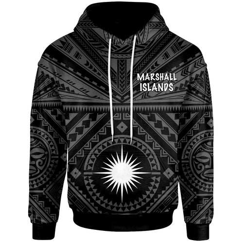 Marshall Hoodie - Marshall Seal With Polynesian Tattoo Style ( Black)