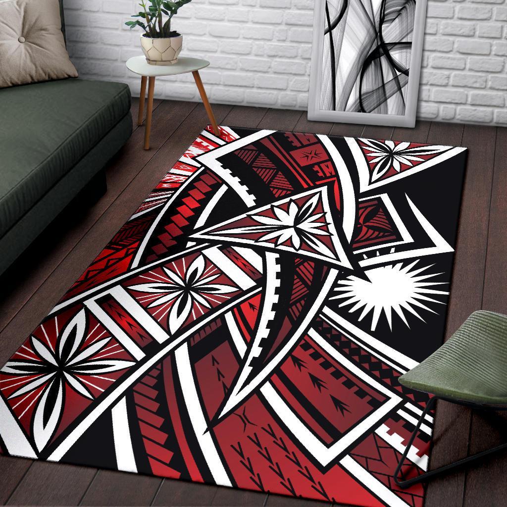 Marshall Islands Area Rug - Tribal Flower Special Pattern Red Color